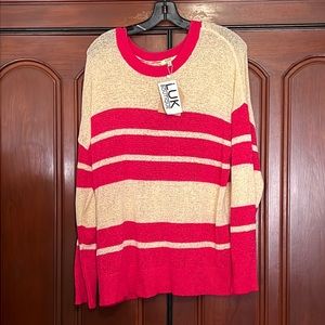 Kori NWT Pink Striped Dare To Dream Sweater Size M